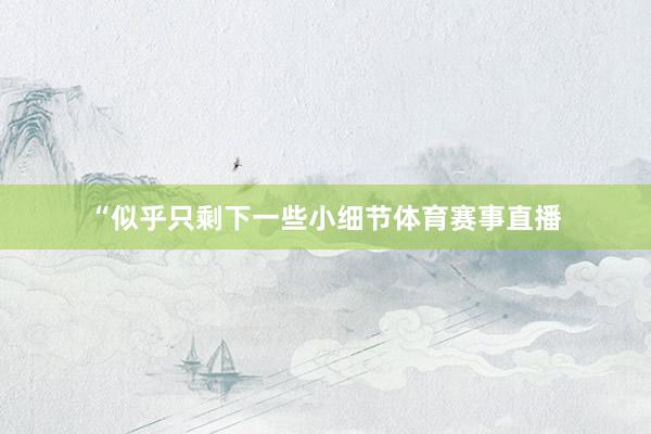 “似乎只剩下一些小细节体育赛事直播