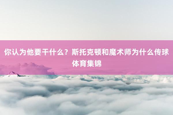 你认为他要干什么？斯托克顿和魔术师为什么传球体育集锦
