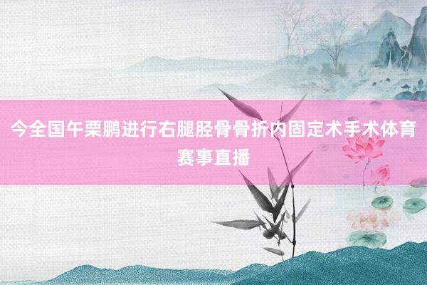 今全国午栗鹏进行右腿胫骨骨折内固定术手术体育赛事直播